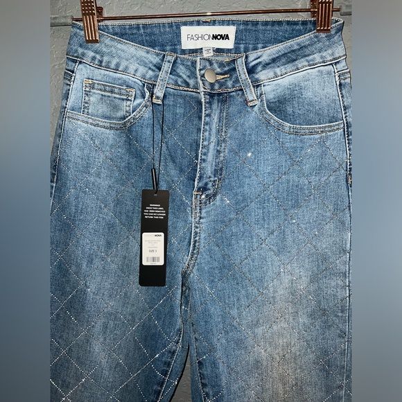 Rhinestone Medium-wash Skinny Jeans - Picture 4 of 6